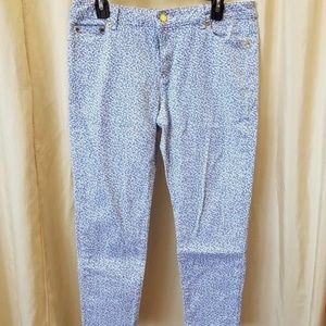 Michael Kors Blue & White Skinny Izzy Capris -Sz 10 - Cotton/Elastane Stretch